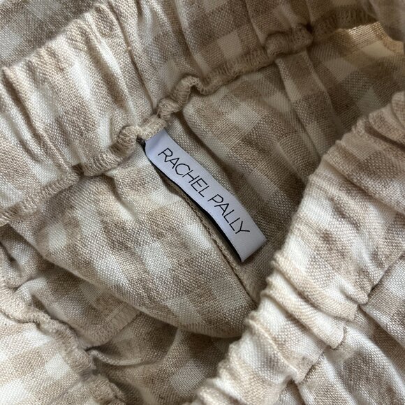 Rachel Pally Linen Gingham Drawstring Wide Leg Pants - Size Small - Picture 6 of 7